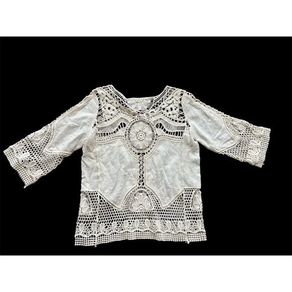 Taylor & Sage Cream Embroidered Boho Coquette Coastal Beach Top Shirt Size XS - Picture 3 of 3